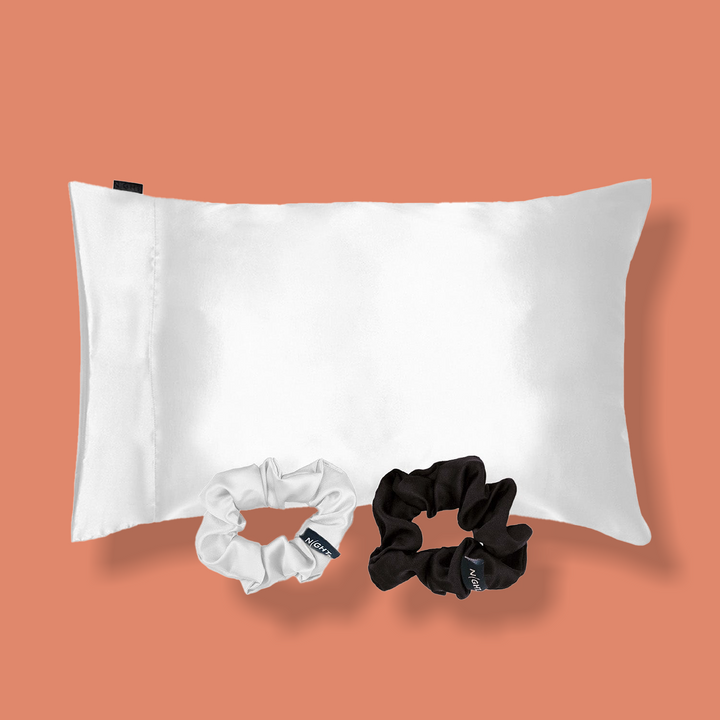 Satin Gift Set - Pillowcase + Scrunchies (3pk) - White