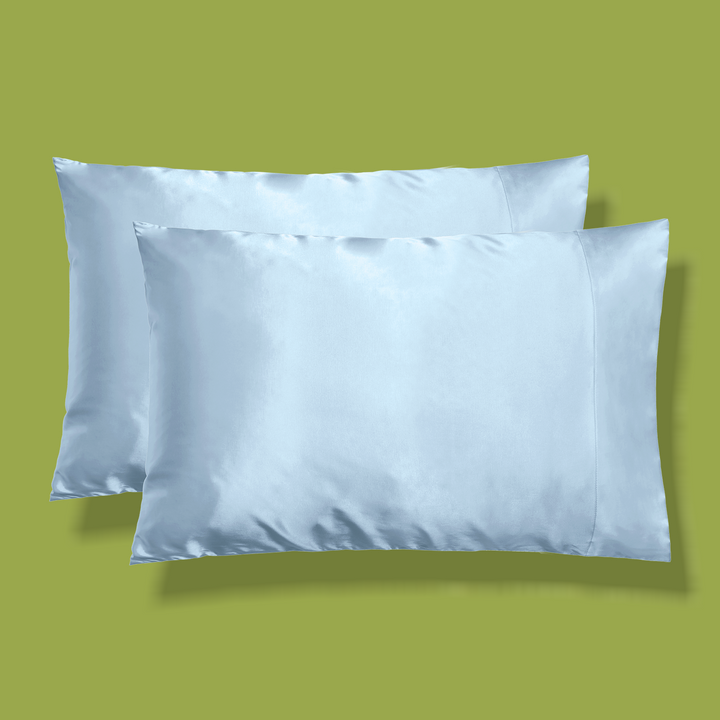 Vegan Satin Pillowcase (2pk) - Light Blue